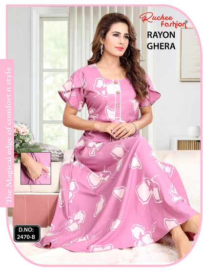 Rayon Ghera 301224 Ruchee Fashion Night Gowns Wholesaler Ahmedabad