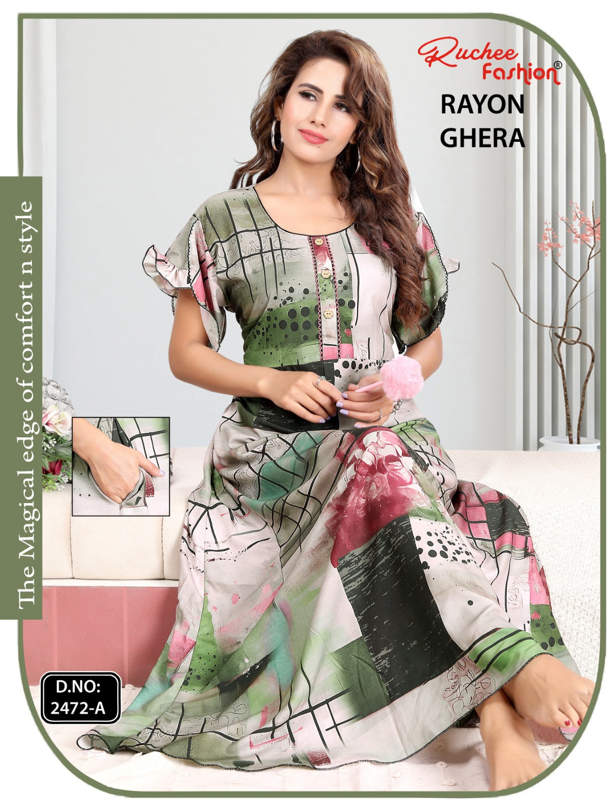 Rayon Ghera 301224 Ruchee Fashion Night Gowns Wholesaler Ahmedabad