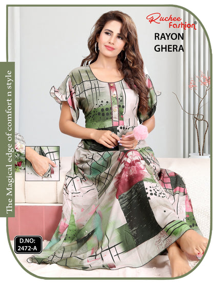 Rayon Ghera 301224 Ruchee Fashion Night Gowns Wholesaler Ahmedabad