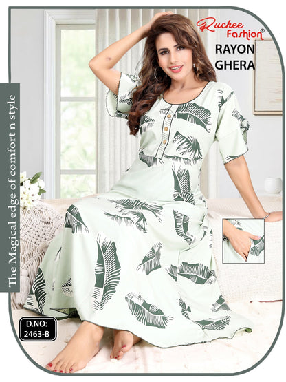 Rayon Ghera 301224 Ruchee Fashion Night Gowns Wholesaler Ahmedabad