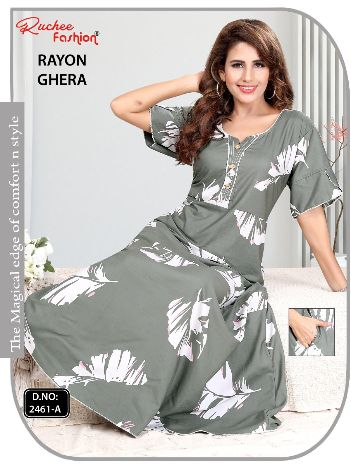 Rayon Ghera 301224 Ruchee Fashion Night Gowns Wholesaler Ahmedabad