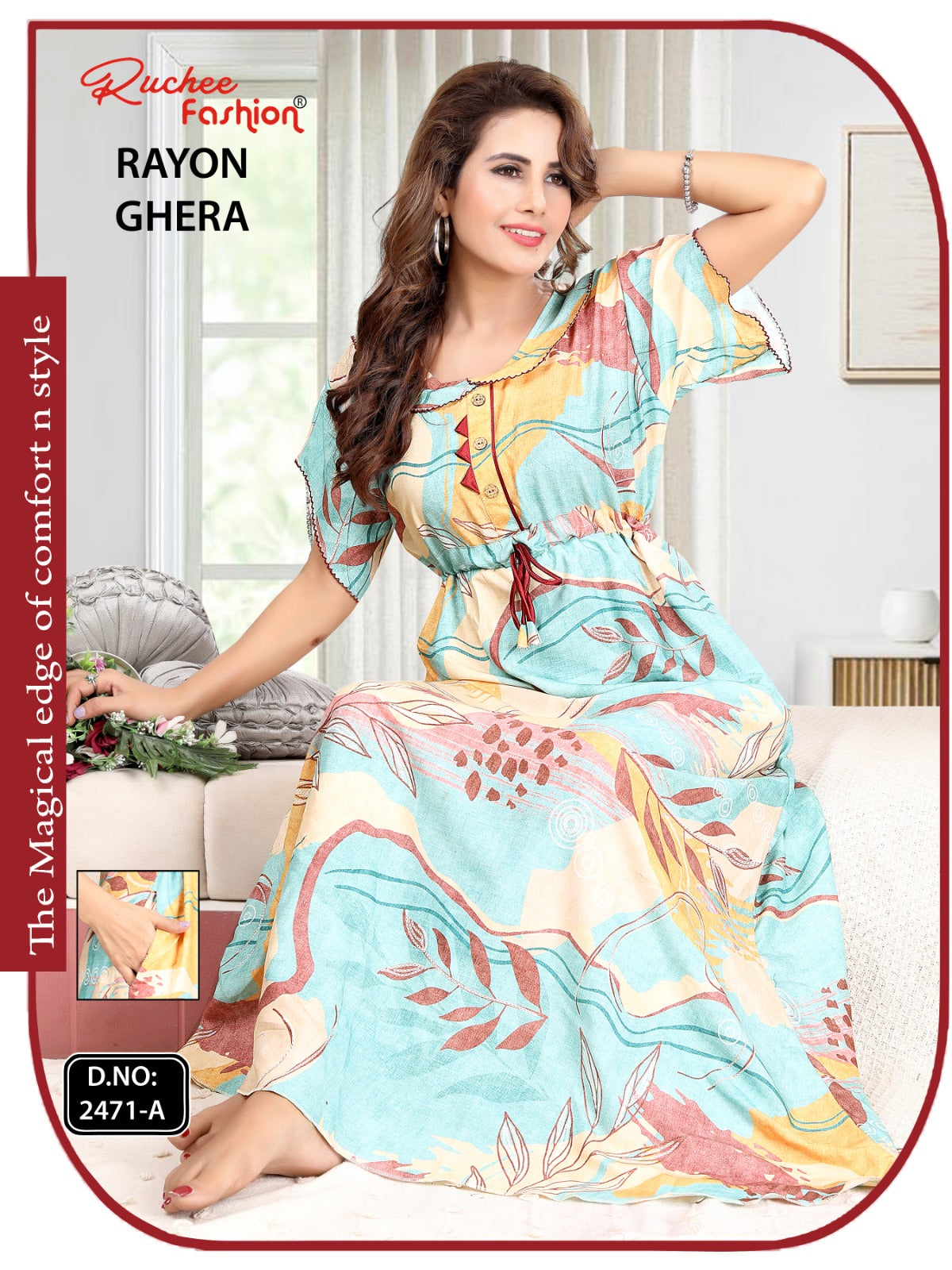 Rayon Ghera 301224 Ruchee Fashion Night Gowns Wholesaler Ahmedabad
