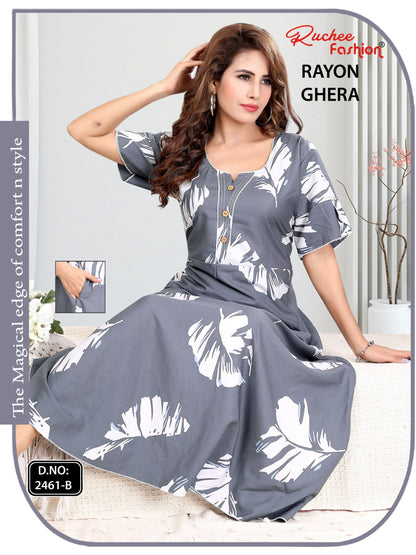 Rayon Ghera 301224 Ruchee Fashion Night Gowns Wholesaler Ahmedabad