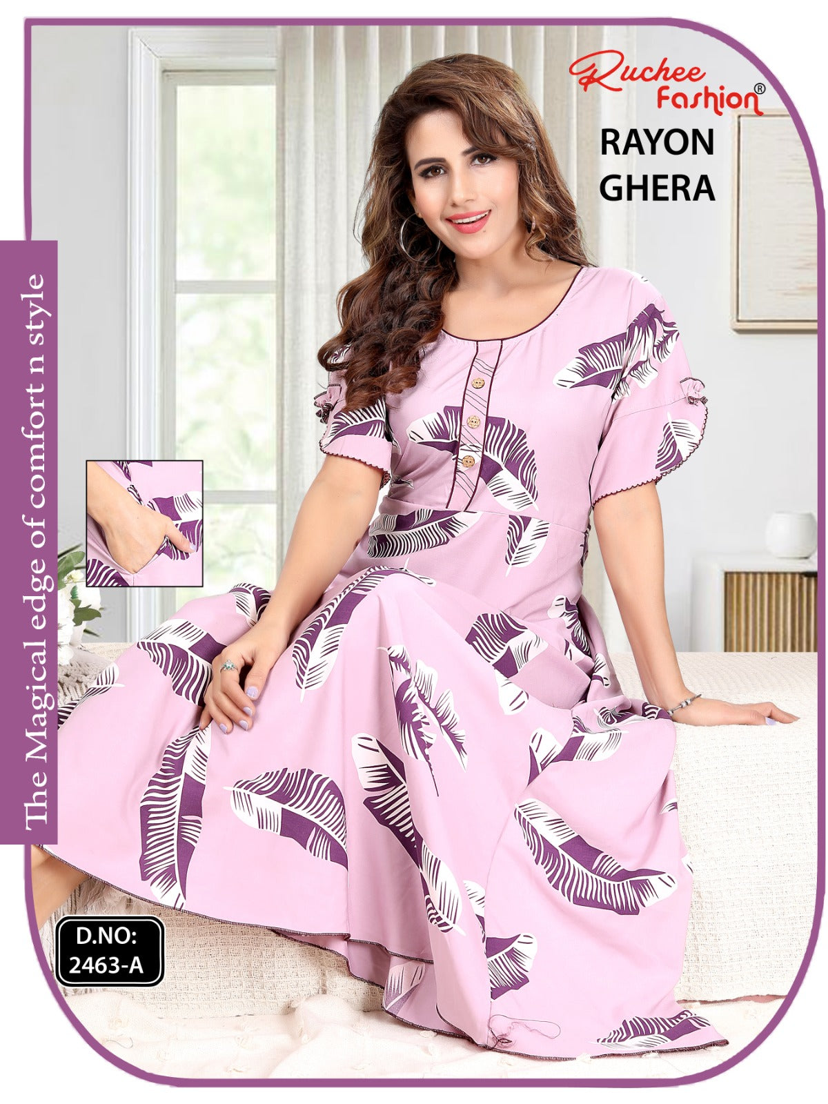 Rayon Ghera 301224 Ruchee Fashion Night Gowns Wholesaler Ahmedabad