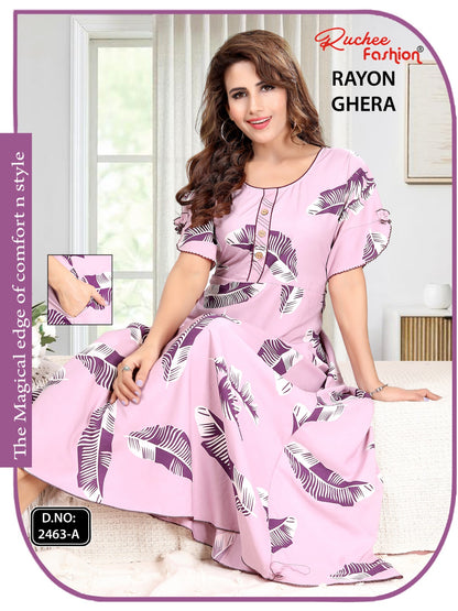 Rayon Ghera 301224 Ruchee Fashion Night Gowns Wholesaler Ahmedabad