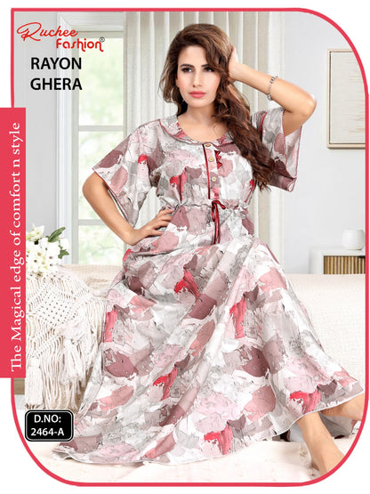 Rayon Ghera 301224 Ruchee Fashion Night Gowns Wholesaler Ahmedabad