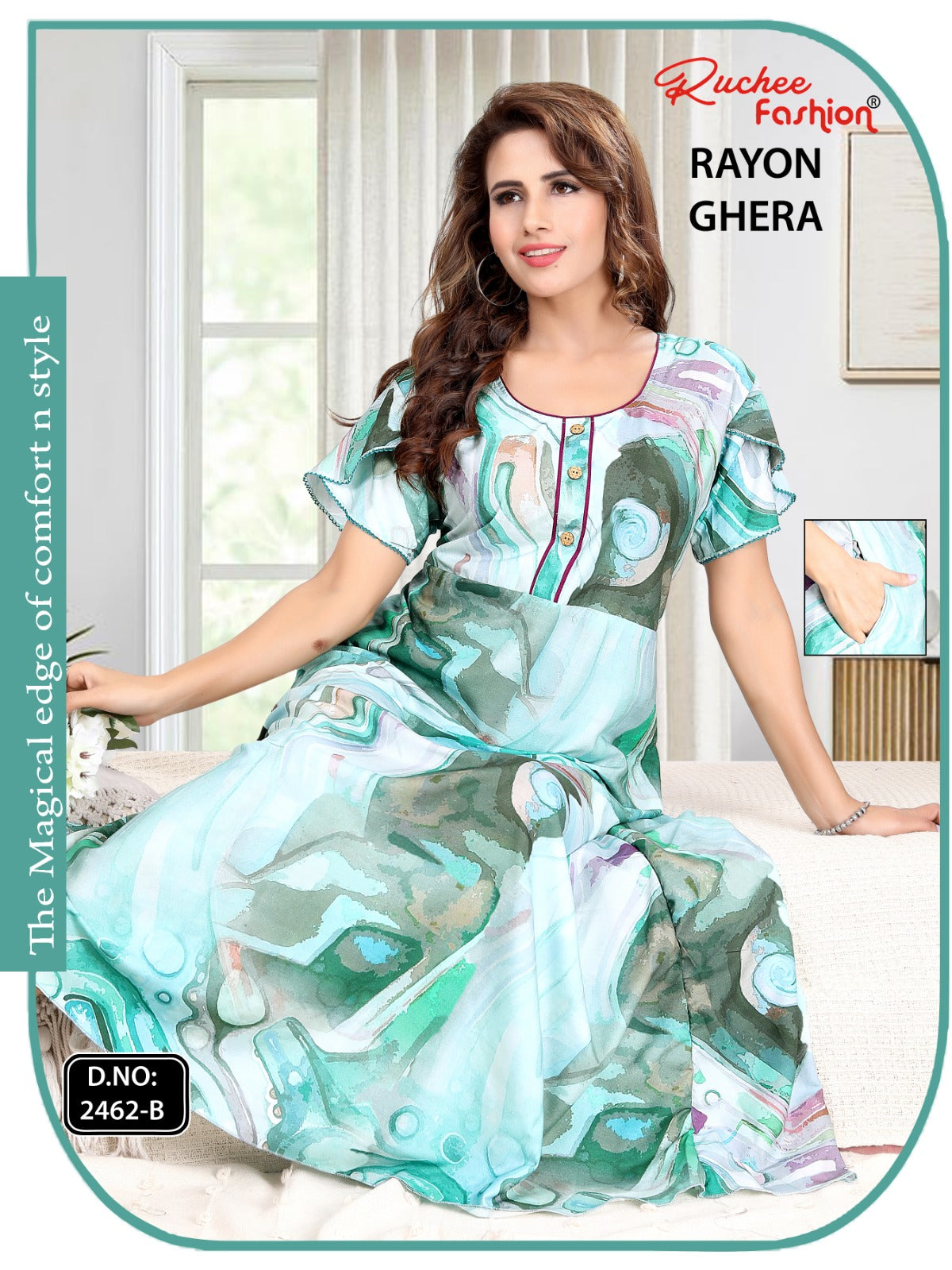 Rayon Ghera 301224 Ruchee Fashion Night Gowns Wholesaler Ahmedabad