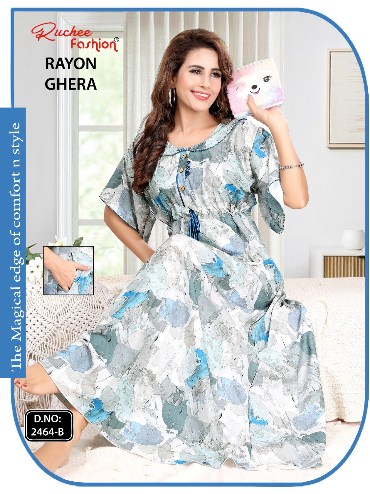 Rayon Ghera 301224 Ruchee Fashion Night Gowns Wholesaler Ahmedabad