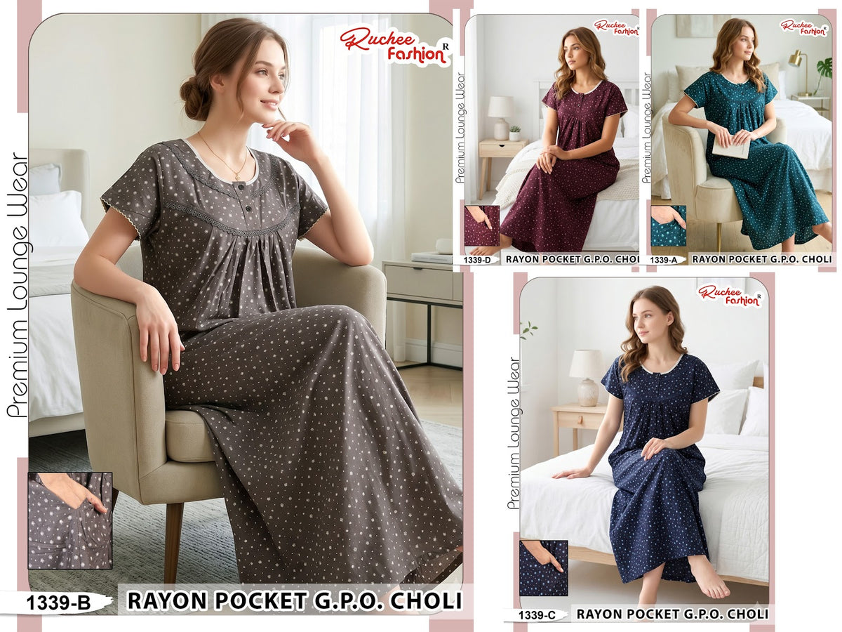 Rayon Gpo 0809 Ruchee Fashion Night Gowns Manufacturer Ahmedabad