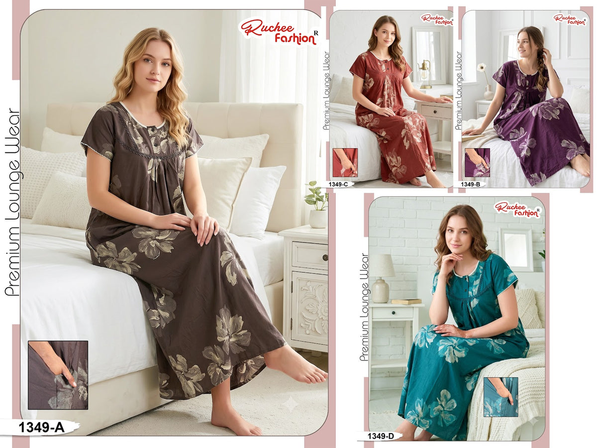 Rayon Gpo 0809 Ruchee Fashion Night Gowns Manufacturer Ahmedabad