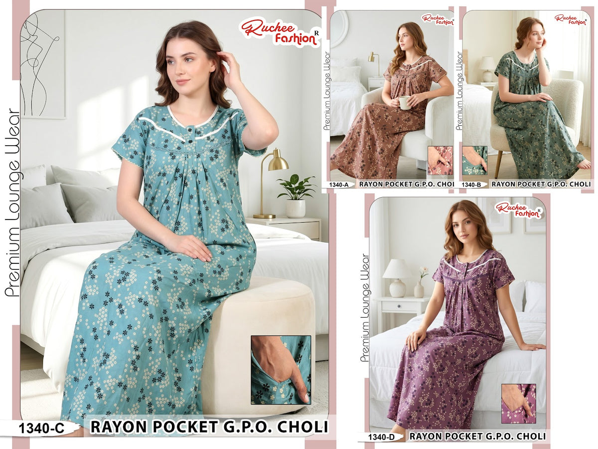 Rayon Gpo 0809 Ruchee Fashion Night Gowns Manufacturer Ahmedabad