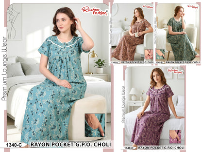 Rayon Gpo 0809 Ruchee Fashion Night Gowns Manufacturer Ahmedabad
