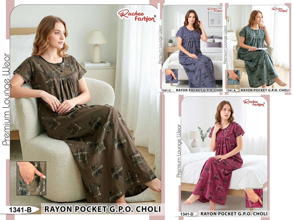 Rayon Gpo 0809 Ruchee Fashion Night Gowns Manufacturer Ahmedabad
