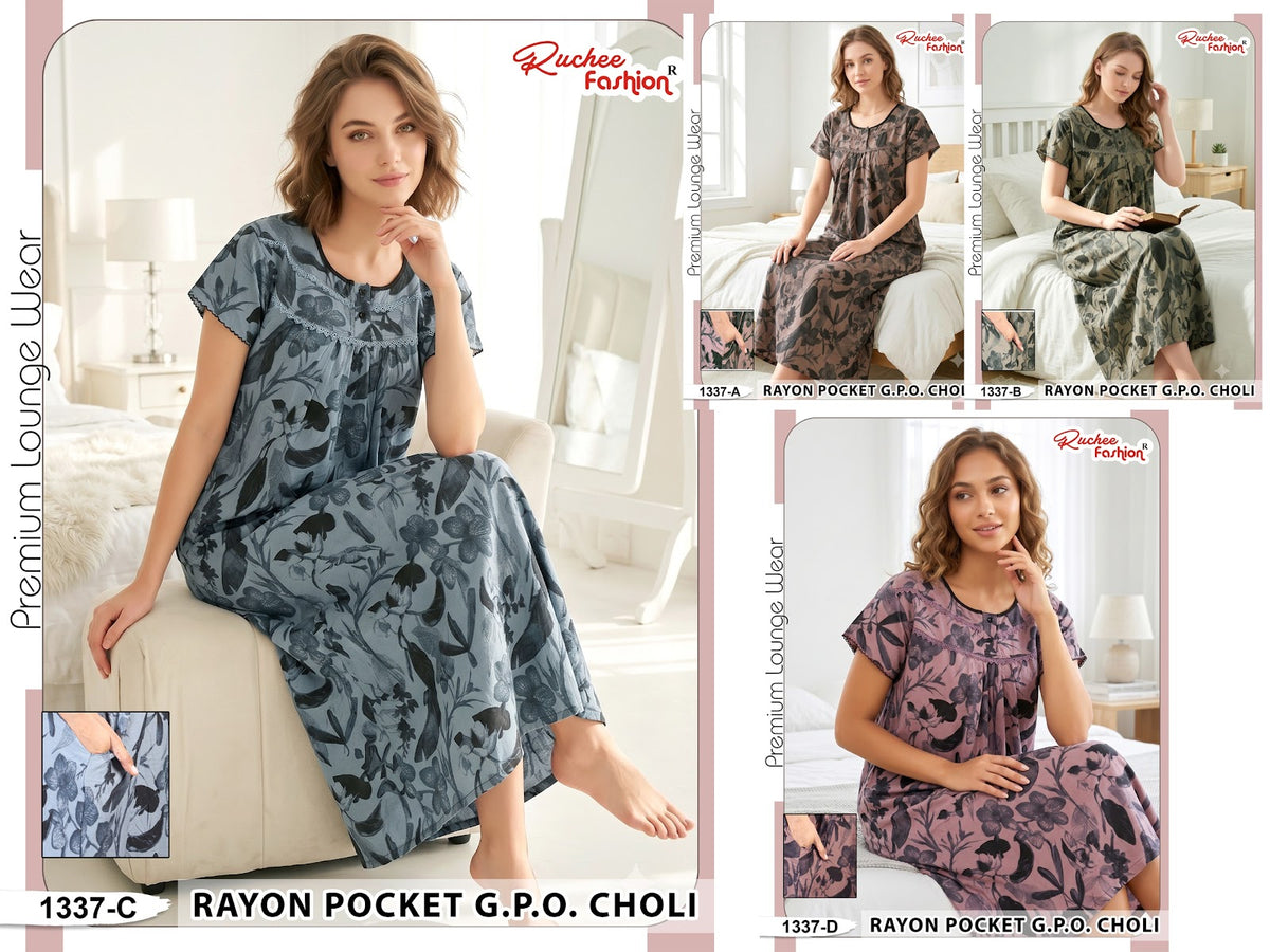 Rayon Gpo 0809 Ruchee Fashion Night Gowns Manufacturer Ahmedabad