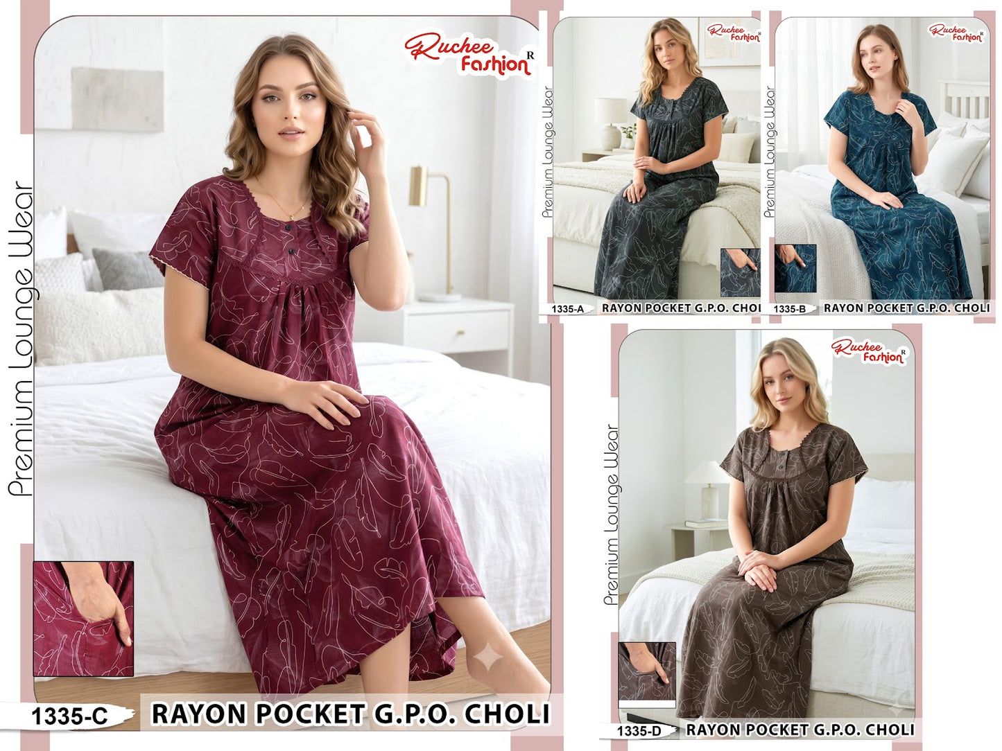 Rayon Gpo 0809 Ruchee Fashion Night Gowns Manufacturer Ahmedabad