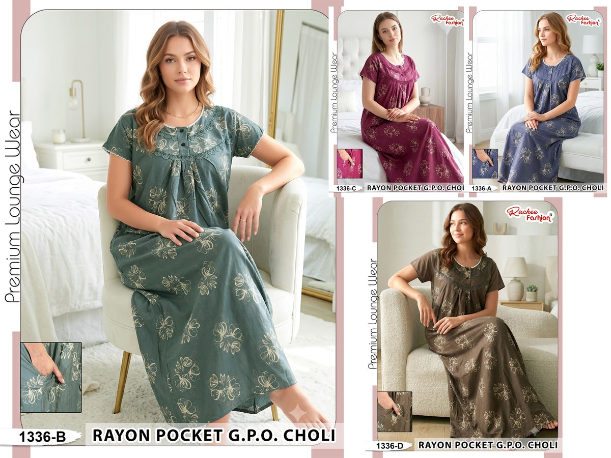 Rayon Gpo 0809 Ruchee Fashion Night Gowns Manufacturer Ahmedabad