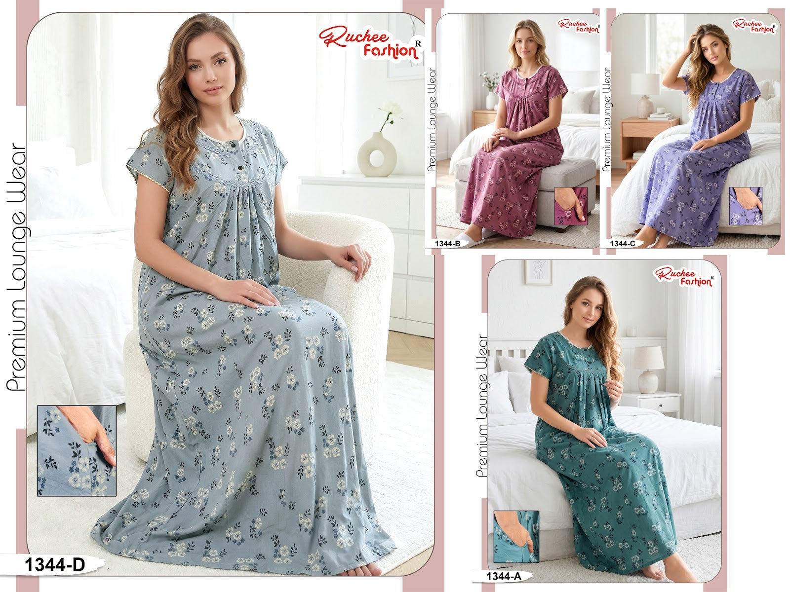 Rayon Gpo 0809 Ruchee Fashion Night Gowns Manufacturer Ahmedabad