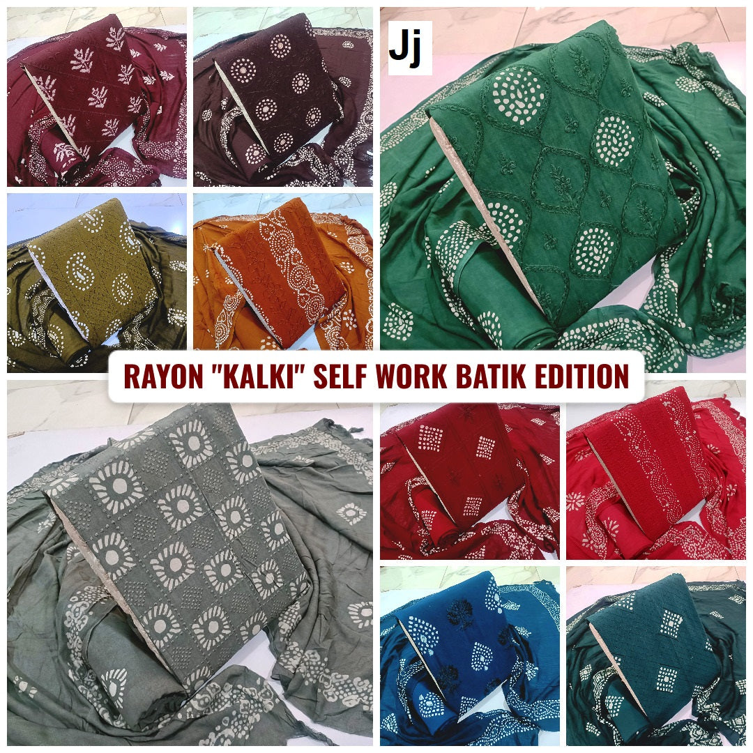 Rayon Kalki Self Work Batik Edition 1 Jj Salwar Suits Manufacturer