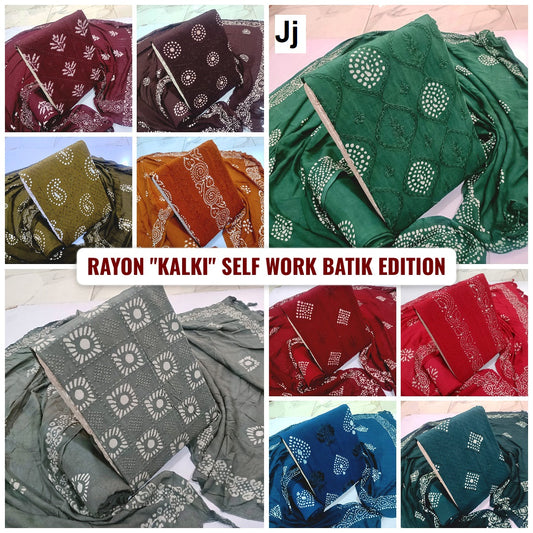 Rayon Kalki Self Work Batik Edition 1 Jj Salwar Suits Manufacturer