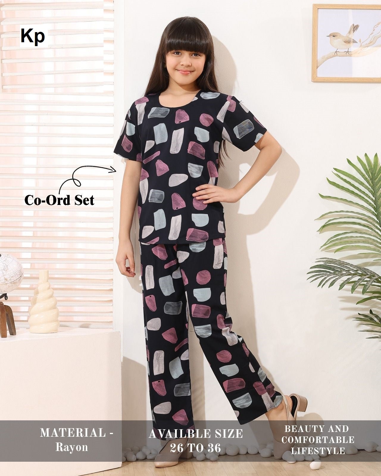 Rayon Kp Girls Co Ord Set Supplier India