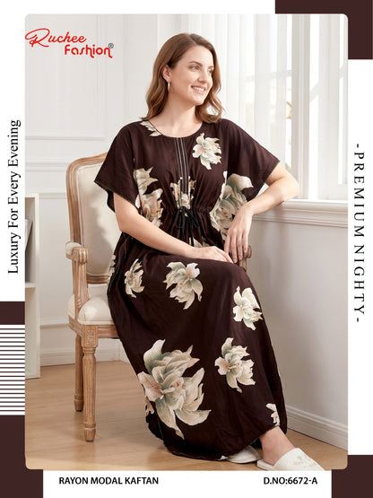 Rayon Modal 6668-6673 Ruchee Fashion Kaftan Nighty Wholesaler Ahmedabad