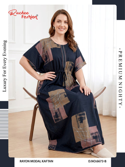 Rayon Modal 6668-6673 Ruchee Fashion Kaftan Nighty Wholesaler Ahmedabad