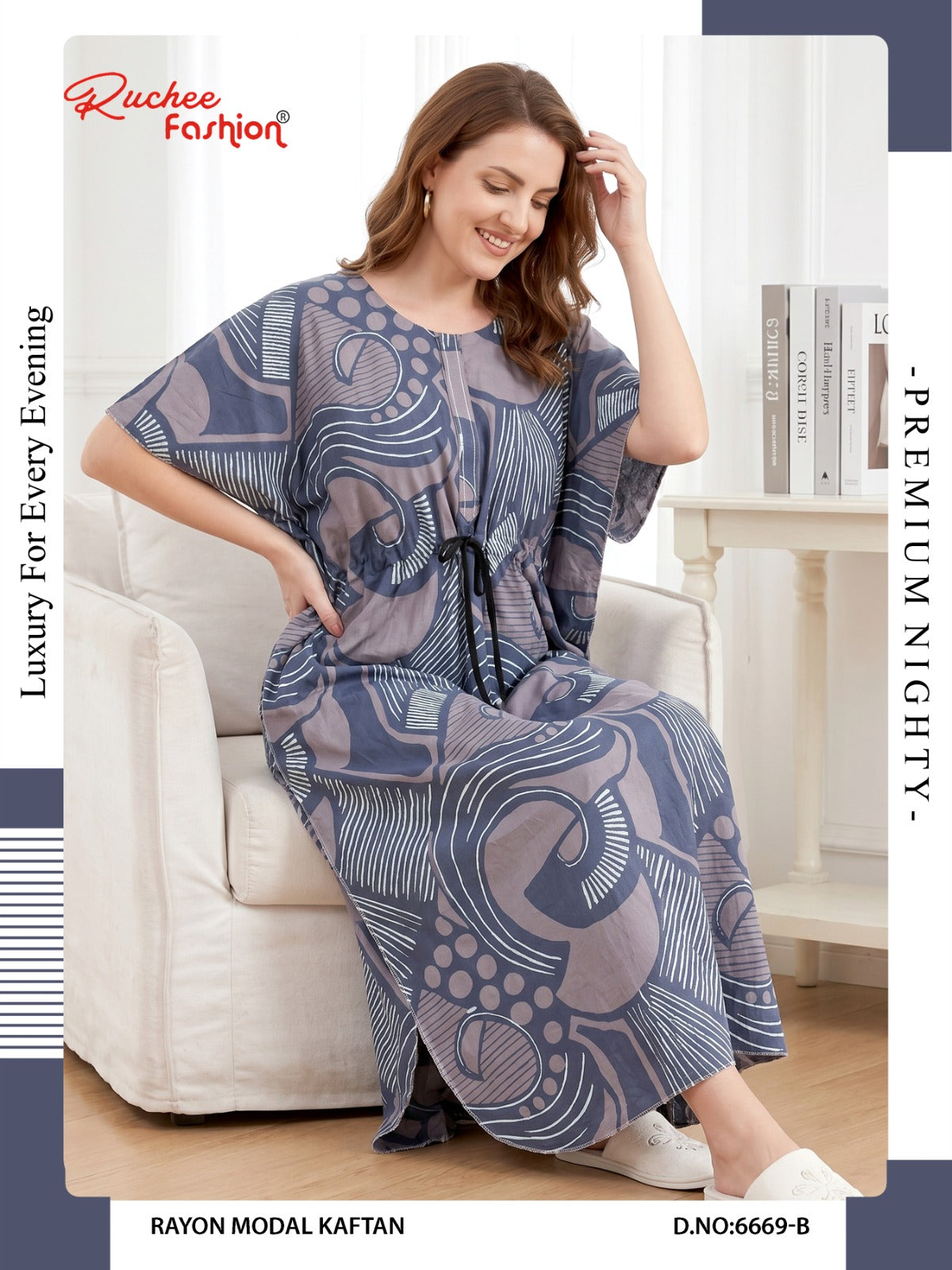 Rayon Modal 6668-6673 Ruchee Fashion Kaftan Nighty Wholesaler Ahmedabad