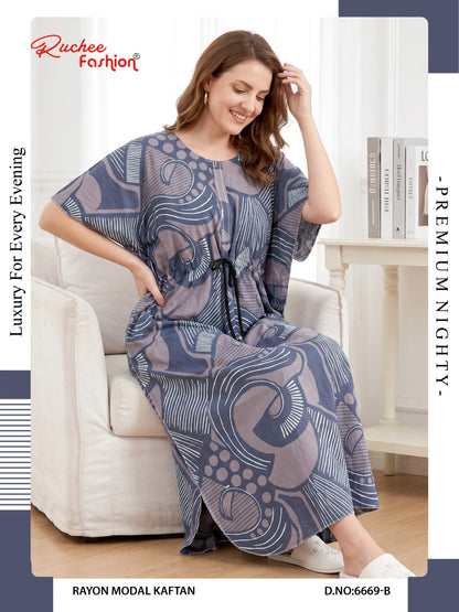 Rayon Modal 6668-6673 Ruchee Fashion Kaftan Nighty Wholesaler Ahmedabad