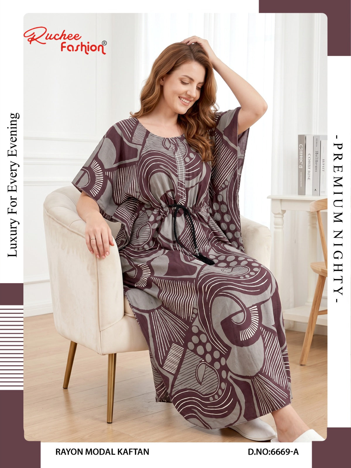 Rayon Modal 6668-6673 Ruchee Fashion Kaftan Nighty Wholesaler Ahmedabad