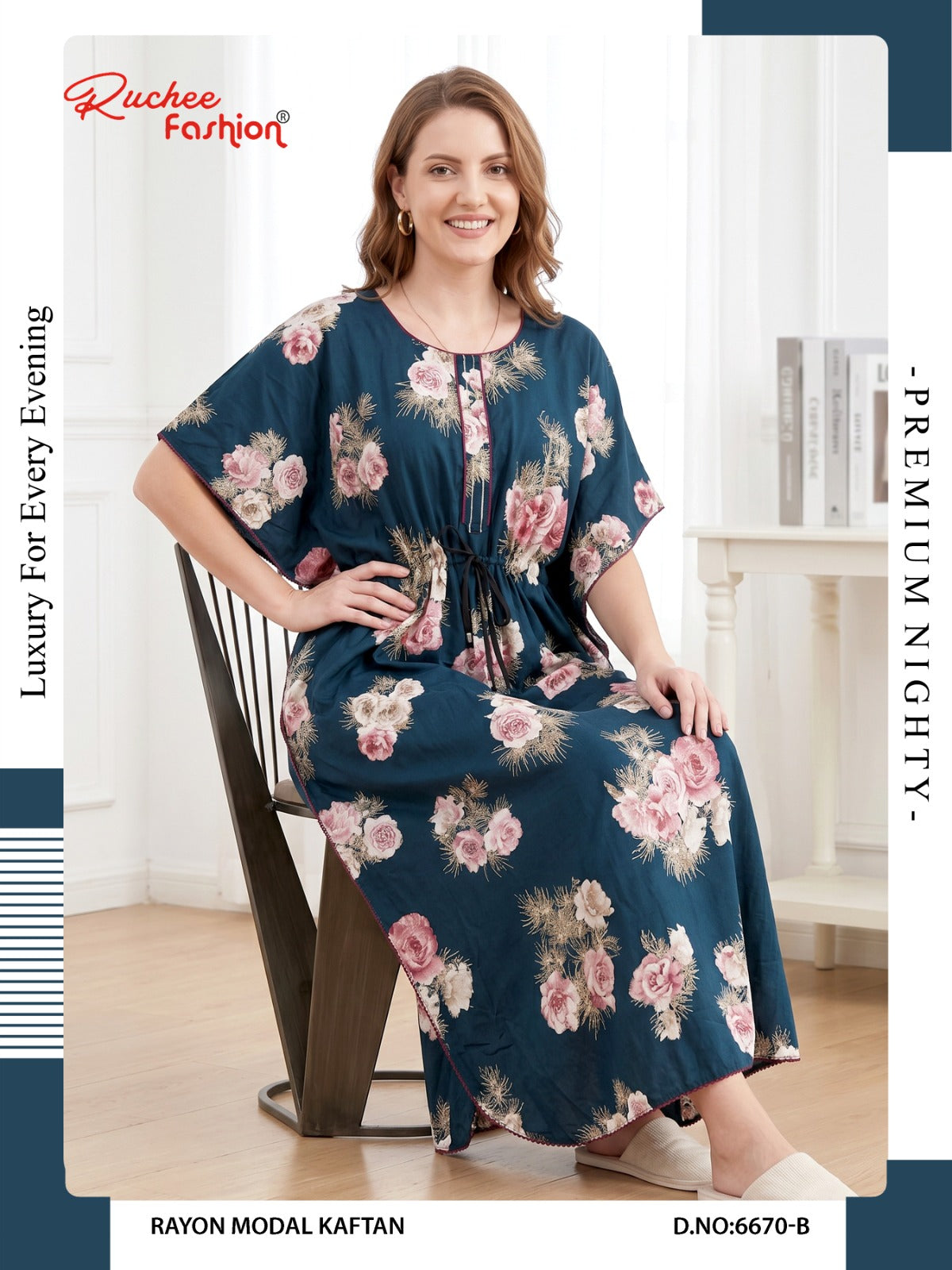 Rayon Modal 6668-6673 Ruchee Fashion Kaftan Nighty Wholesaler Ahmedabad
