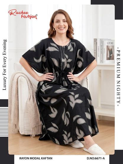 Rayon Modal 6668-6673 Ruchee Fashion Kaftan Nighty Wholesaler Ahmedabad