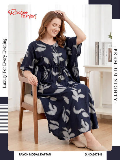 Rayon Modal 6668-6673 Ruchee Fashion Kaftan Nighty Wholesaler Ahmedabad