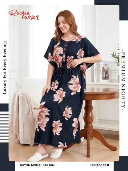 Rayon Modal 6668-6673 Ruchee Fashion Kaftan Nighty Wholesaler Ahmedabad