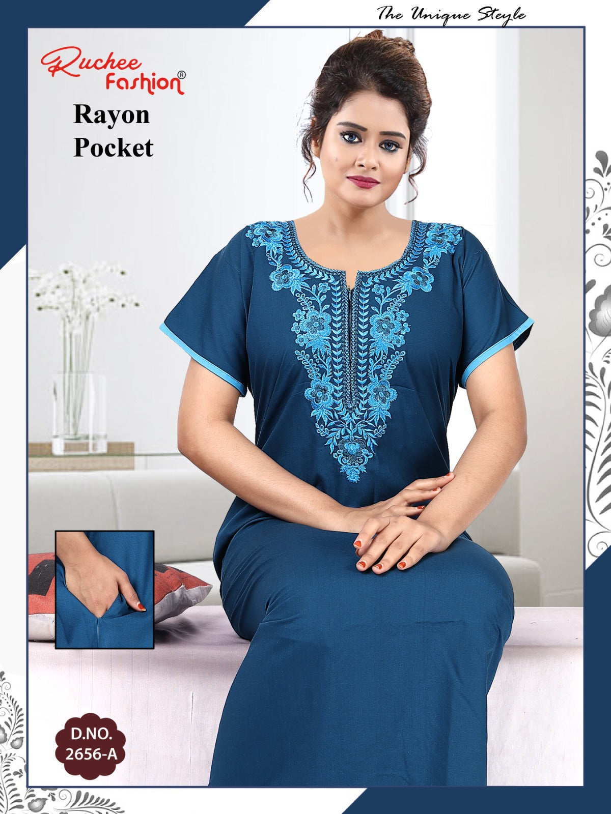 Rayon Pocket 050225 Ruchee Fashion Night Gowns Wholesale Price