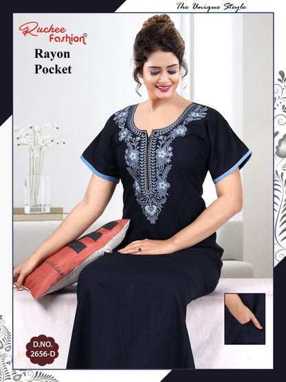 Rayon Pocket 050225 Ruchee Fashion Night Gowns Wholesale Price