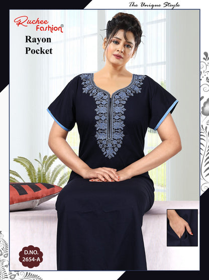 Rayon Pocket 050225 Ruchee Fashion Night Gowns Wholesale Price