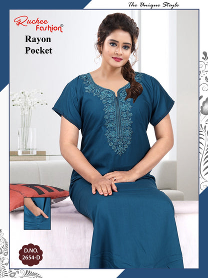 Rayon Pocket 050225 Ruchee Fashion Night Gowns Wholesale Price