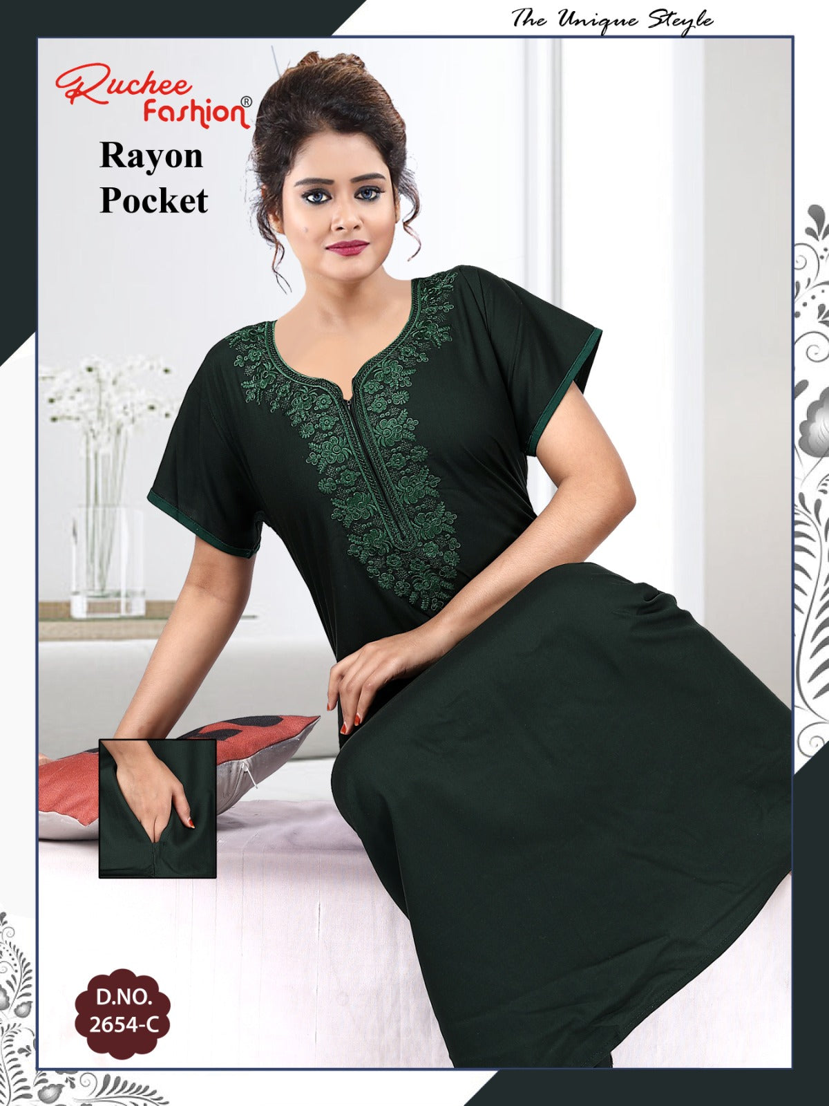 Rayon Pocket 050225 Ruchee Fashion Night Gowns Wholesale Price
