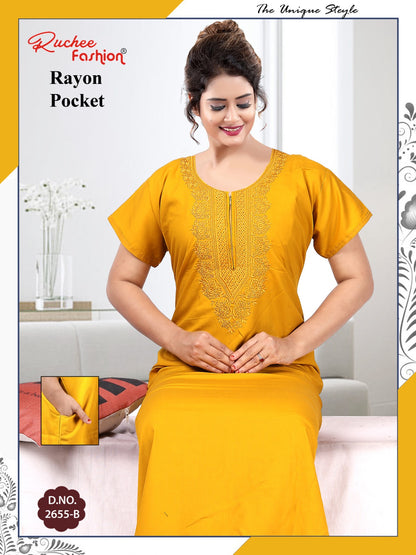 Rayon Pocket 050225 Ruchee Fashion Night Gowns Wholesale Price