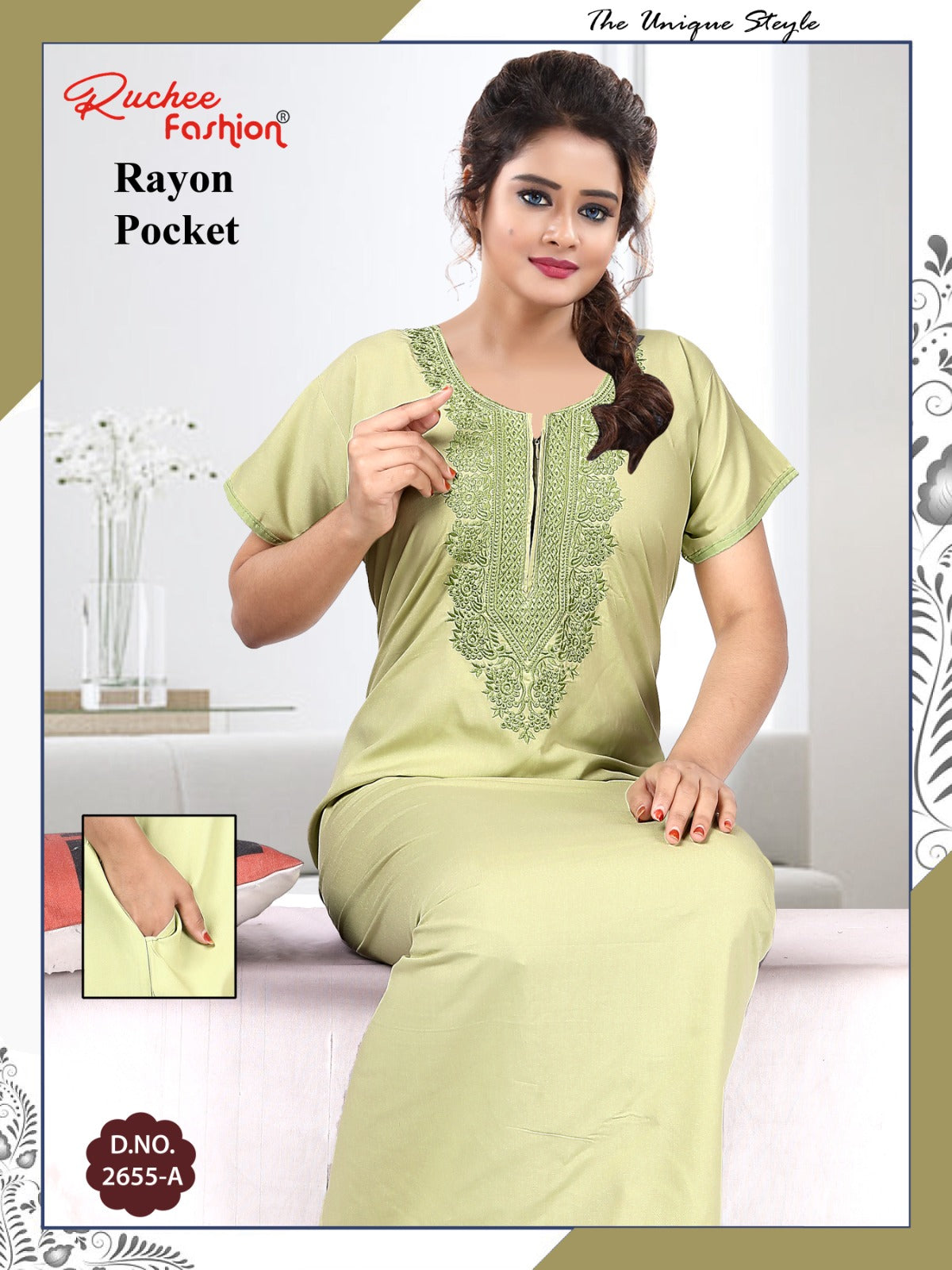Rayon Pocket 050225 Ruchee Fashion Night Gowns Wholesale Price
