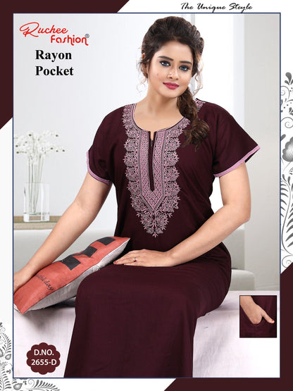 Rayon Pocket 050225 Ruchee Fashion Night Gowns Wholesale Price