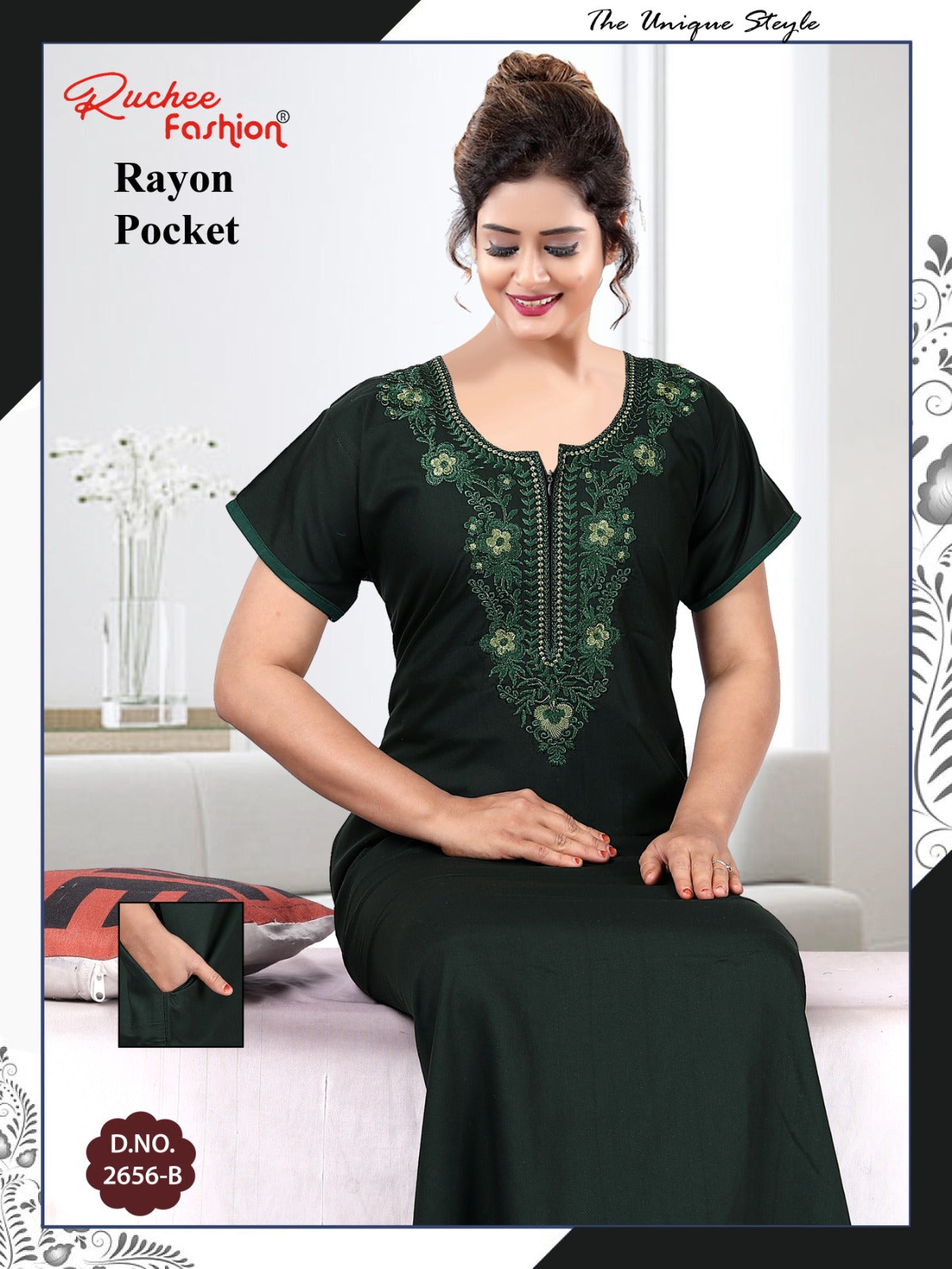 Rayon Pocket 050225 Ruchee Fashion Night Gowns Wholesale Price