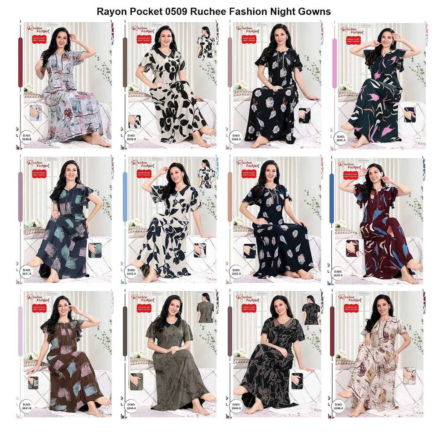 Rayon Pocket 0509 Ruchee Fashion Night Gowns Wholesale Price