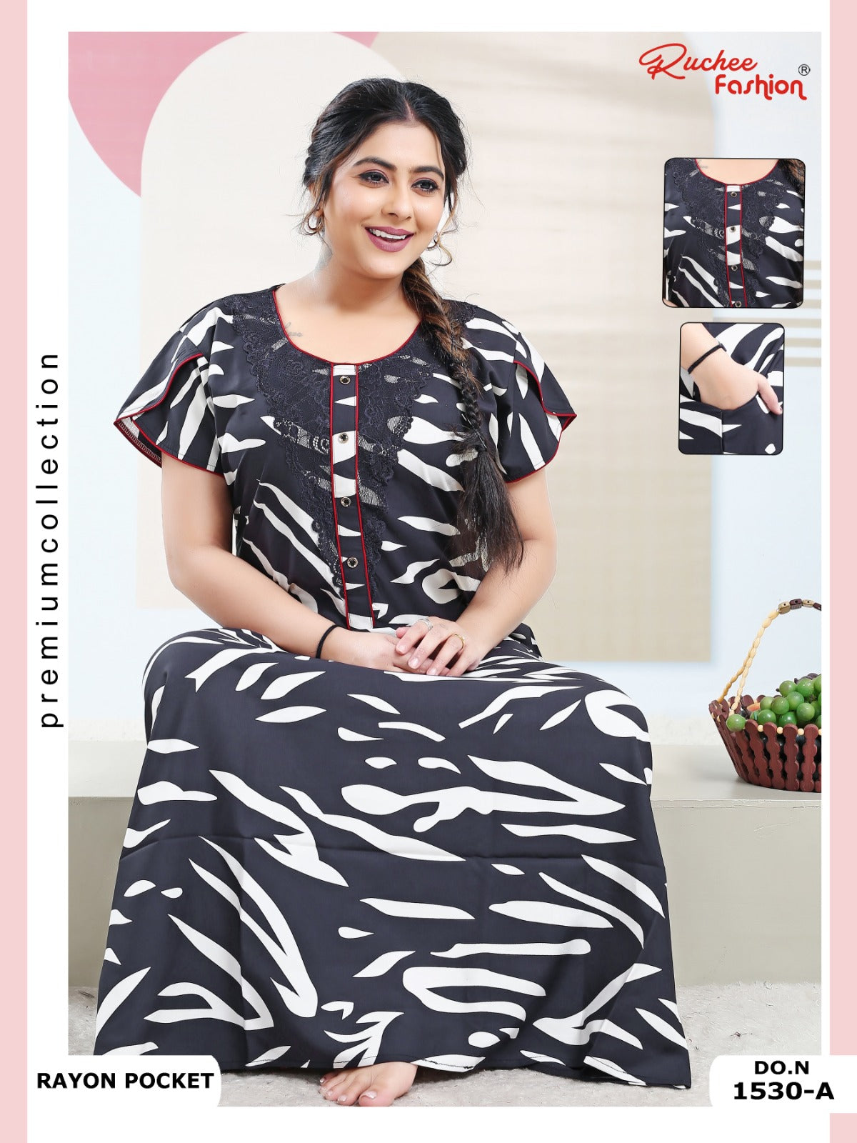 Rayon Pocket 100225 Ruchee Fashion Night Gowns Supplier India