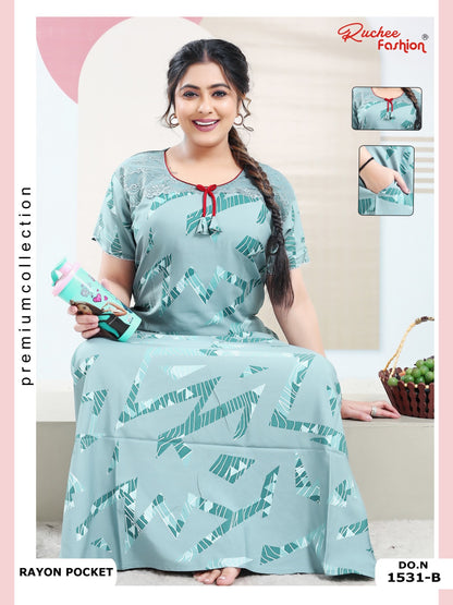 Rayon Pocket 100225 Ruchee Fashion Night Gowns Supplier India