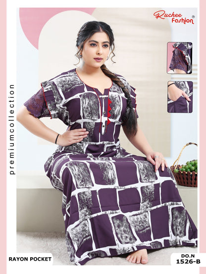 Rayon Pocket 100225 Ruchee Fashion Night Gowns Supplier India