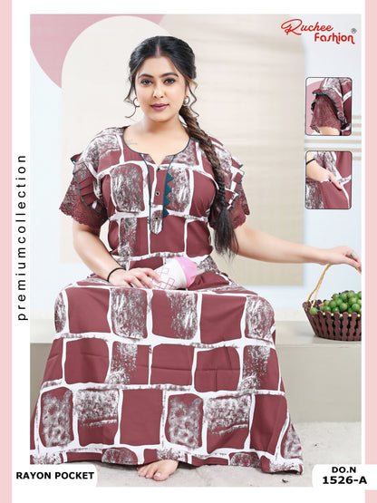 Rayon Pocket 100225 Ruchee Fashion Night Gowns Supplier India