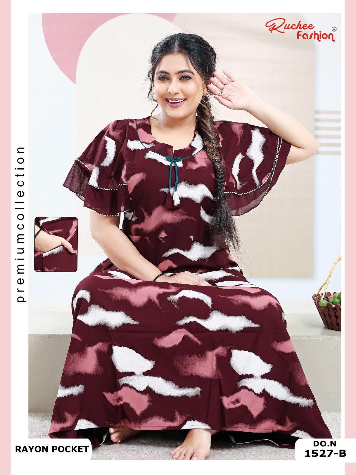 Rayon Pocket 100225 Ruchee Fashion Night Gowns Supplier India