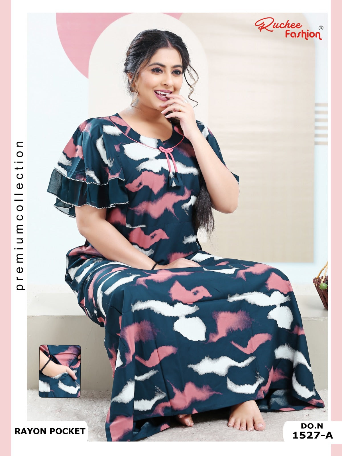 Rayon Pocket 100225 Ruchee Fashion Night Gowns Supplier India