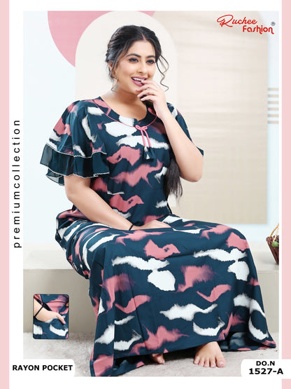 Rayon Pocket 100225 Ruchee Fashion Night Gowns Supplier India